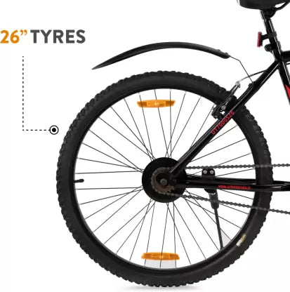 Urban Terrain Tokyo with Complete Accessories & Mobile Tracking App 26 T Hybrid Cycle/City Bike (Single Speed, Black, Red) Urban Terrain Tokyo with Complete Accessories & Mobile Tracking App 26 T Hybrid Cycle/City Bike (Single Speed, Black, Red)